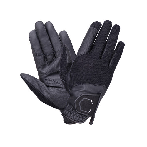 Coldstream Blakelaw Diamante Riding Gloves - Black/Silver - X Small