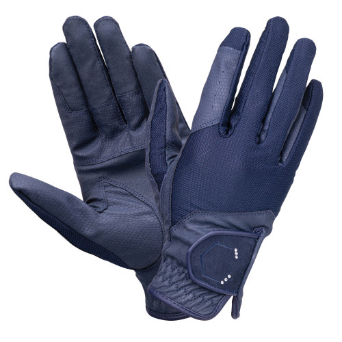 Coldstream Blakelaw Diamante Riding Gloves - Navy/Silver - X Small