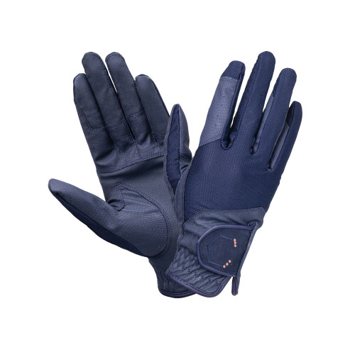 Coldstream Next Generation Blakelaw Diamante Riding Gloves - Navy/Rose Gold - Child X Small