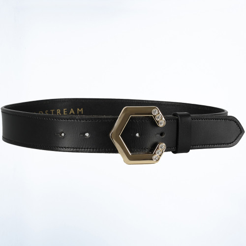 Coldstream Hutton Diamante Leather Belt - Black/Gold - CS70