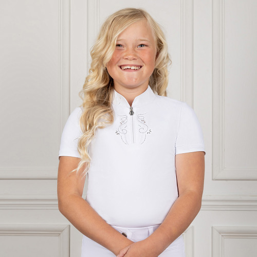 Coldstream Next Generation Hermitage Diamante Show Shirt - White - 5-6 Years