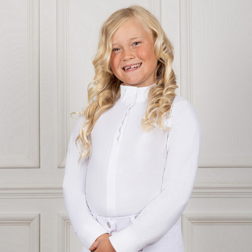 Coldstream Next Generation Larkhall Diamante Show Shirt - White - 5-6 Years