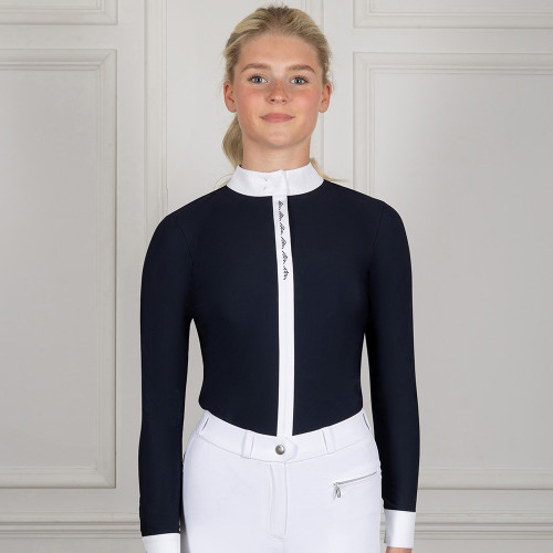 Coldstream Next Generation Larkhall Diamante Show Shirt - Navy - 5-6 Years