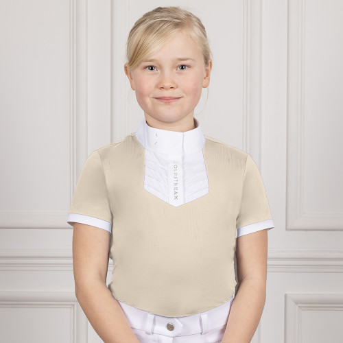 Coldstream Next Generation Roslin Ruffled Crystal Show Shirt - Latte - 5-6 Years