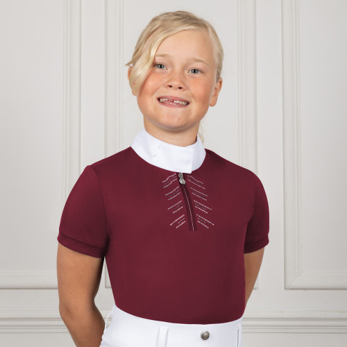 Coldstream NG Harthill Diamante Show Shirt - Windsor Wine - 5-6 Years
