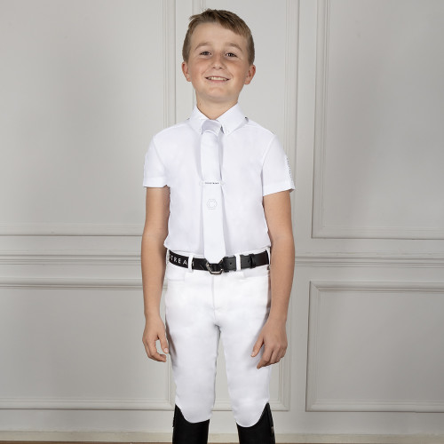 Coldstream NG Boy's Penston Show Shirt - White/Navy - 5-6 Years