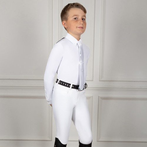 Coldstream Boy's Penston Long Sleeve Show Shirt - White/Navy - 5-6 Years