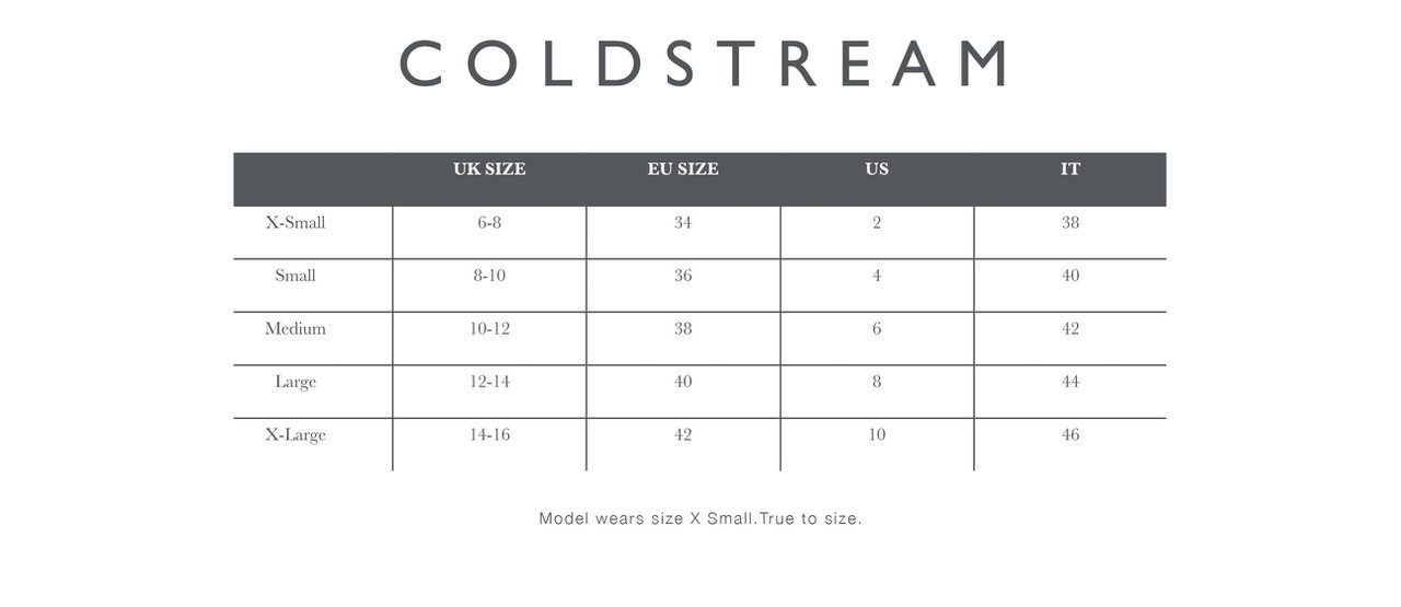 Coldstream Cheswick Diamante Hoodie size guide chart